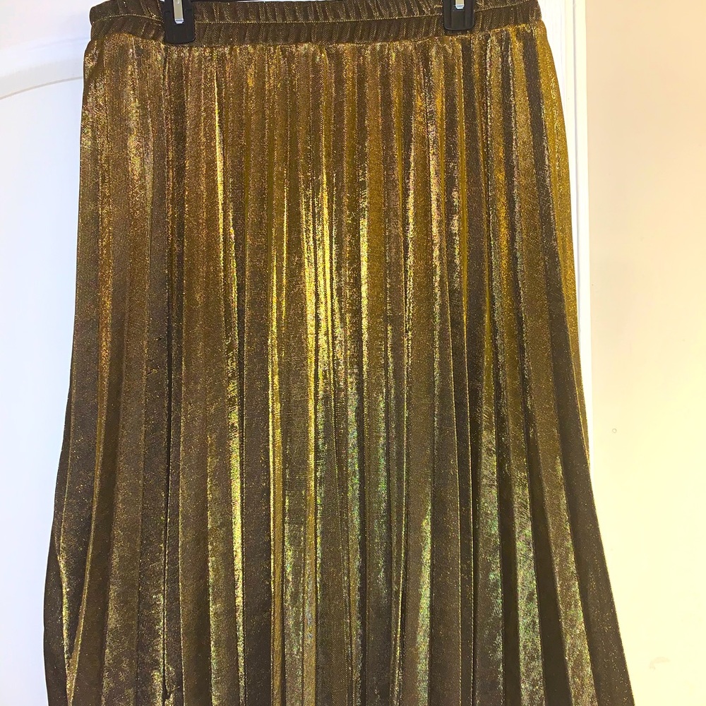 Metallic Gold Pleated Skiet